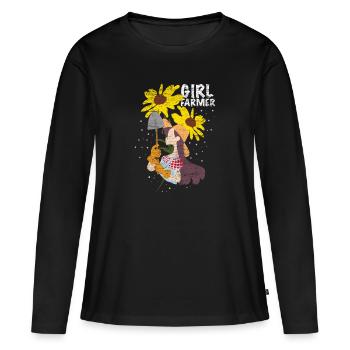 Agriculteur femme agriculteur cadeau - T-shirt manches longues Premium bio Femme - noir - Devant - Julia (174cm)