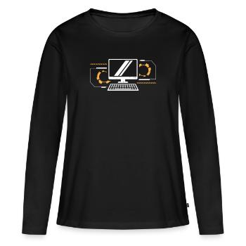 Computer - Frauen Premium Bio Langarmshirt - Schwarz - Vorne - Julia (174cm)