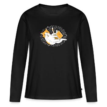 Ordinateur - T-shirt manches longues Premium bio Femme - noir - Devant - Julia (174cm)