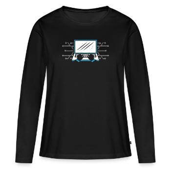 Computer - Frauen Premium Bio Langarmshirt - Schwarz - Vorne - Julia (174cm)
