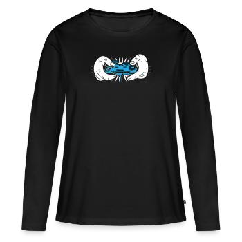 Gaming - T-shirt manches longues Premium bio Femme - noir - Devant - Julia (174cm)