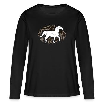 Équitation - T-shirt manches longues Premium bio Femme - noir - Devant - Julia (174cm)