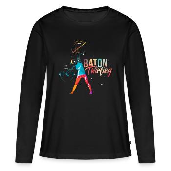 Baton Twirling Cadeau - T-shirt manches longues Premium bio Femme - noir - Devant - Julia (174cm)