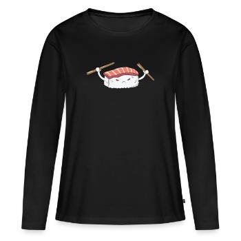sushi nigiri en colère - T-shirt manches longues Premium bio Femme - noir - Devant - Julia (174cm)
