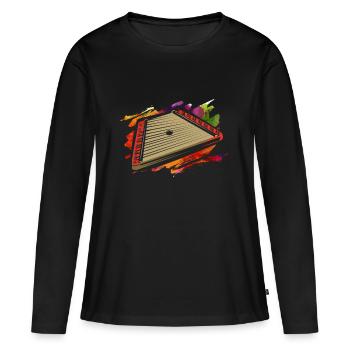 Planche à découper - T-shirt manches longues Premium bio Femme - noir - Devant - Julia (174cm)