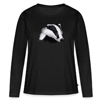 Dachs - Frauen Premium Bio Langarmshirt - Schwarz - Vorne - Julia (174cm)