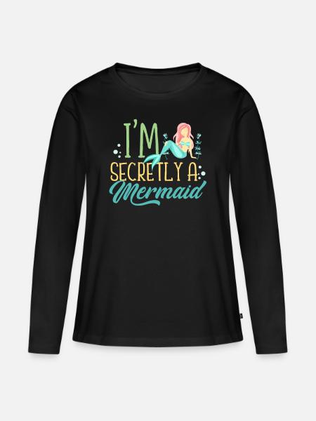 Meerjungfrau - Frauen Premium Bio Langarmshirt - Schwarz