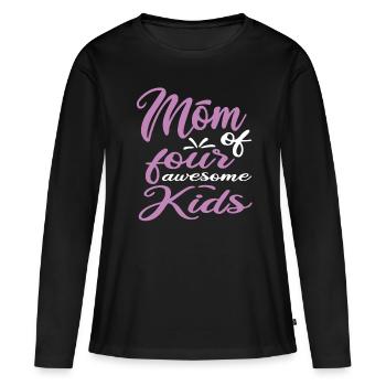 Maman de quatre - T-shirt manches longues Premium bio Femme - noir - Devant - Julia (174cm)