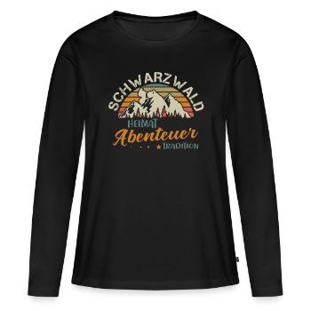 Schwarzwald, Heimat, Abenteuer, Tradition - Frauen Premium Bio Langarmshirt - Schwarz - Vorne - Julia (174cm)