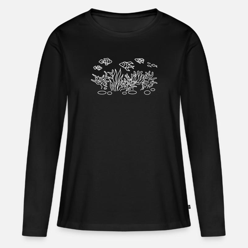 Fische - Frauen Premium Bio Langarmshirt - Schwarz