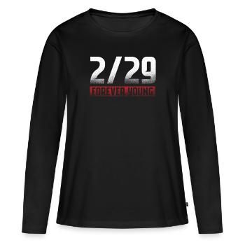 2 29 Forever Young Cadeau du 29 février - T-shirt manches longues Premium bio Femme - noir - Devant - Julia (174cm)