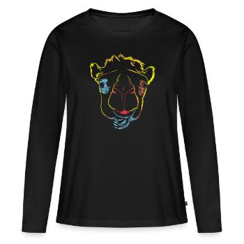 Camel Strokes - Women's Premium Organic Long Sleeve Shirt - black - Front - Julia (174cm)