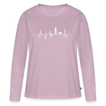 Propriétaires de chiens - T-shirt manches longues Premium bio Femme - rose poudré - Devant - Julia (174cm)