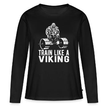 Bodybuilder viking - T-shirt manches longues Premium bio Femme - noir - Devant - Julia (174cm)