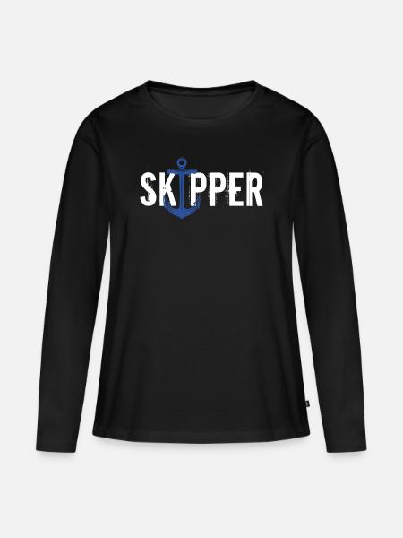 Skipper - Premium økologisk langærmet T-shirt til kvinder - sort