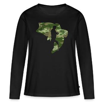 Angler camouflage - Women's Premium Organic Long Sleeve Shirt - black - Front - Julia (174cm)