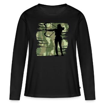 Archer - T-shirt manches longues Premium bio Femme - noir - Devant - Julia (174cm)