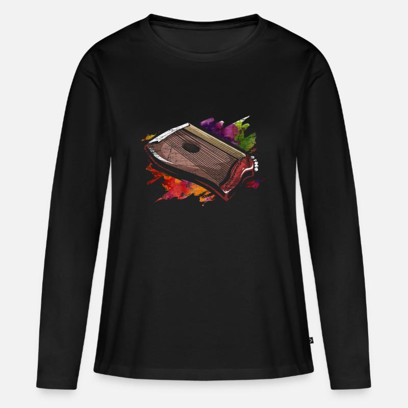 Zither - Frauen Premium Bio Langarmshirt - Schwarz
