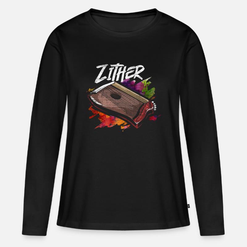Zither - Frauen Premium Bio Langarmshirt - Schwarz