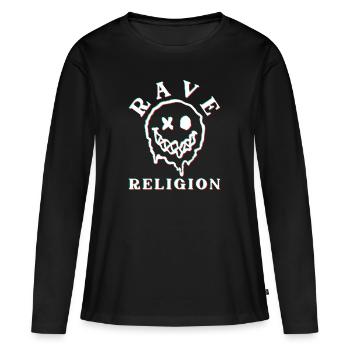 Religion Raver - T-shirt manches longues Premium bio Femme - noir - Devant - Julia (174cm)