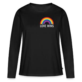 L'amour gagne - T-shirt manches longues Premium bio Femme - noir - Devant - Julia (174cm)
