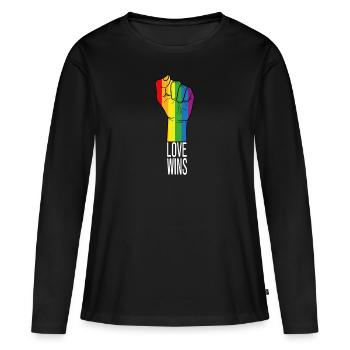 L'amour gagne - T-shirt manches longues Premium bio Femme - noir - Devant - Julia (174cm)