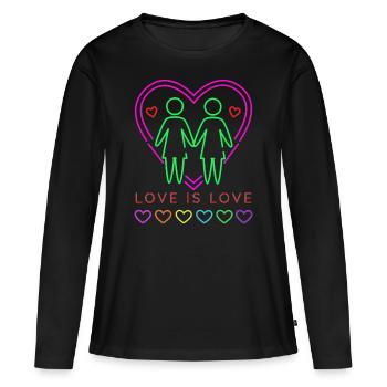L'amour est un cadeau d'amour que les femmes gays aiment - T-shirt manches longues Premium bio Femme - noir - Devant - Julia (174cm)