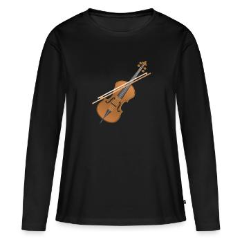 violoncelle - T-shirt manches longues Premium bio Femme - noir - Devant - Julia (174cm)