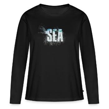 Mer - T-shirt manches longues Premium bio Femme - noir - Devant - Julia (174cm)