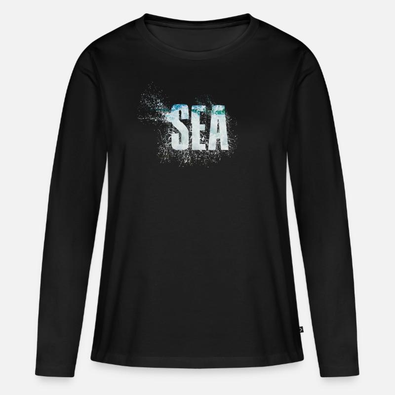 Sea - Frauen Premium Bio Langarmshirt - Schwarz