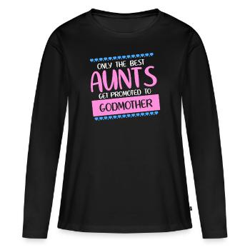 Marraine tante cadeau Marraine Marraine Nièce - T-shirt manches longues Premium bio Femme - noir - Devant - Julia (174cm)