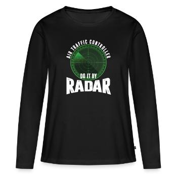 Contrôleur aérien radar Vintage - T-shirt manches longues Premium bio Femme - noir - Devant - Julia (174cm)