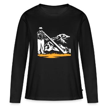 Alphorn Alpen - Frauen Premium Bio Langarmshirt - Schwarz - Vorne - Julia (174cm)