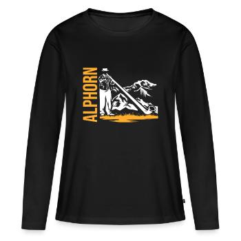 Alphorn Alpen - Frauen Premium Bio Langarmshirt - Schwarz - Vorne - Julia (174cm)