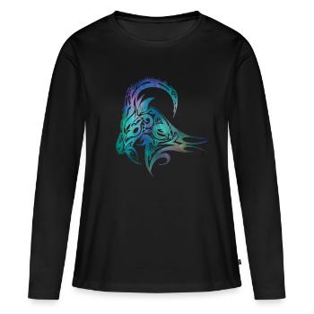 Bélier signe du zodiaque avec cornes - T-shirt manches longues Premium bio Femme - noir - Devant - Julia (174cm)