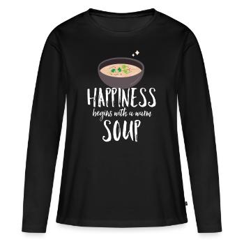 Soupe - T-shirt manches longues Premium bio Femme - noir - Devant - Julia (174cm)