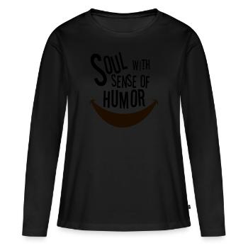 Âme avec sens de l'humour - T-shirt manches longues Premium bio Femme - noir - Devant - Julia (174cm)