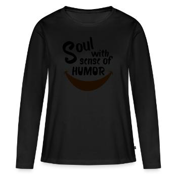 Âme avec sens de l'humour - T-shirt manches longues Premium bio Femme - noir - Devant - Julia (174cm)