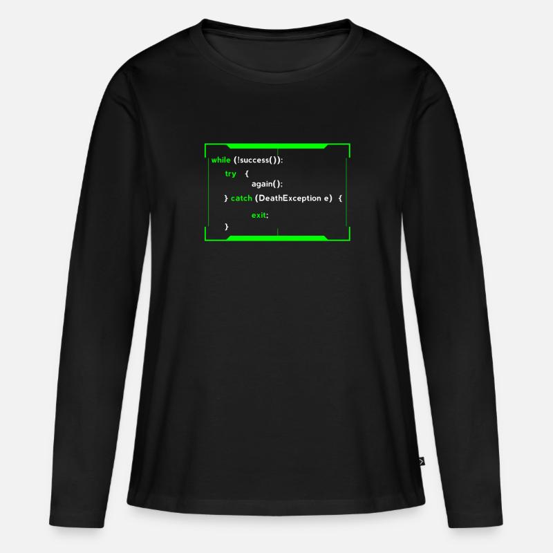 HTML Java Coding Coder Programmierer Entwickler Geschenk - Frauen Premium Bio Langarmshirt - Schwarz