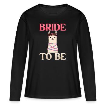 Fête de poule m. Alpaga, lama pour la mariée - T-shirt manches longues Premium bio Femme - noir - Devant - Julia (174cm)