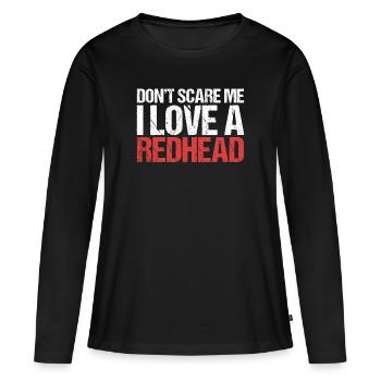 Ich liebe einen Rotschopf Rothaar Ingwer Rotschopf - Frauen Premium Bio Langarmshirt - Schwarz - Vorne - Julia (174cm)