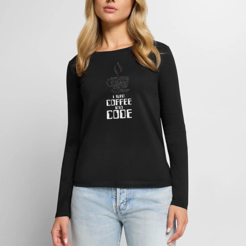 Je transforme le café en cadeau HTML de codage de codeur de code T-shirt manches longues Premium bio Femme