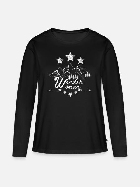 Wander Woman - Frauen Premium Bio Langarmshirt - Schwarz