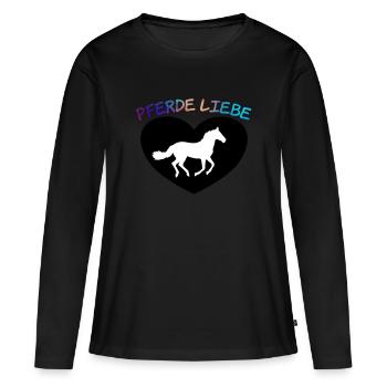 Pferde Liebe, Reiten, Pferde. - Frauen Premium Bio Langarmshirt - Schwarz - Vorne - Julia (174cm)