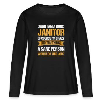 Service de nettoyage - T-shirt manches longues Premium bio Femme - noir - Devant - Julia (174cm)