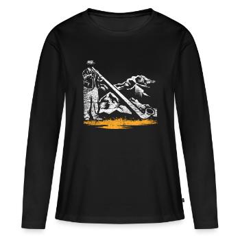 Alphorn Alpen - Frauen Premium Bio Langarmshirt - Schwarz - Vorne - Julia (174cm)