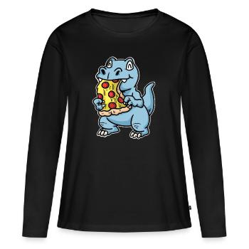 Pizza tranche pizza salami pizza - T-shirt manches longues Premium bio Femme - noir - Devant - Julia (174cm)