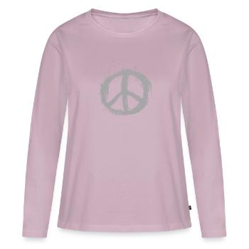 PEACE - T-shirt manches longues Premium bio Femme - rose poudré - Devant - Julia (174cm)