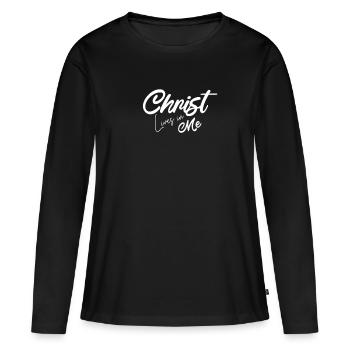 Christ vit en moi Christ Jésus Christian - T-shirt manches longues Premium bio Femme - noir - Devant - Julia (174cm)