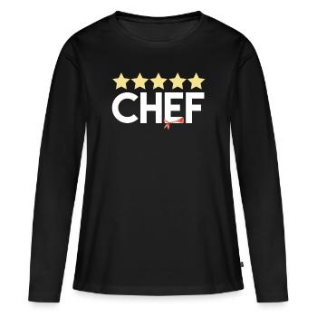 Cadeau de chef étoilé - T-shirt manches longues Premium bio Femme - noir - Devant - Julia (174cm)
